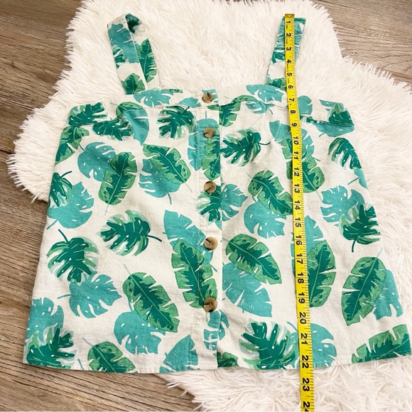 🛍️3/$25 J Crew Top Tropical Leaf Linen Blend Small Spring Summer Vacation Hawaii - Picture 9 of 9